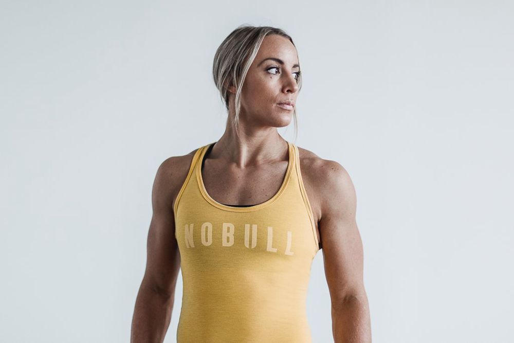 NOBULL Women's Racerback Tank Tops - Vintage Yellow - Ireland (7063YCFXW)